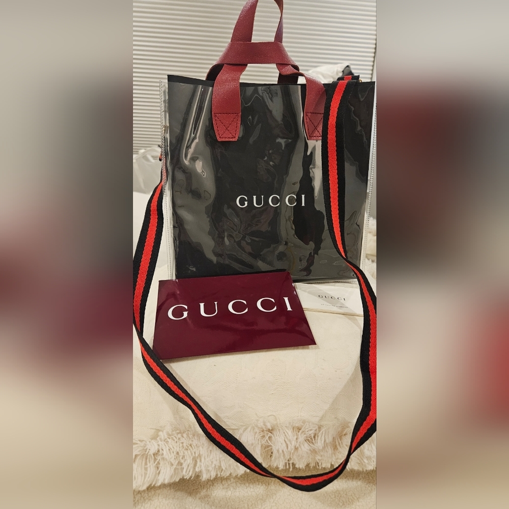 Gucci Shopping Bag Tote with PVC Cover - Picture 7 of 7